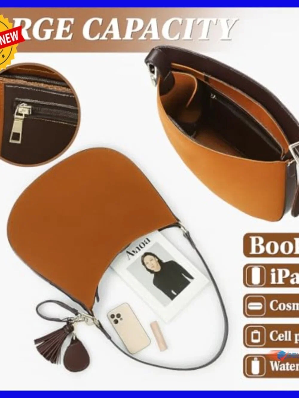 Medium Vegan Suede Hobo Bag with Magnetic Closure & Adjustable Strap